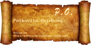 Petkovits Ovidiusz névjegykártya